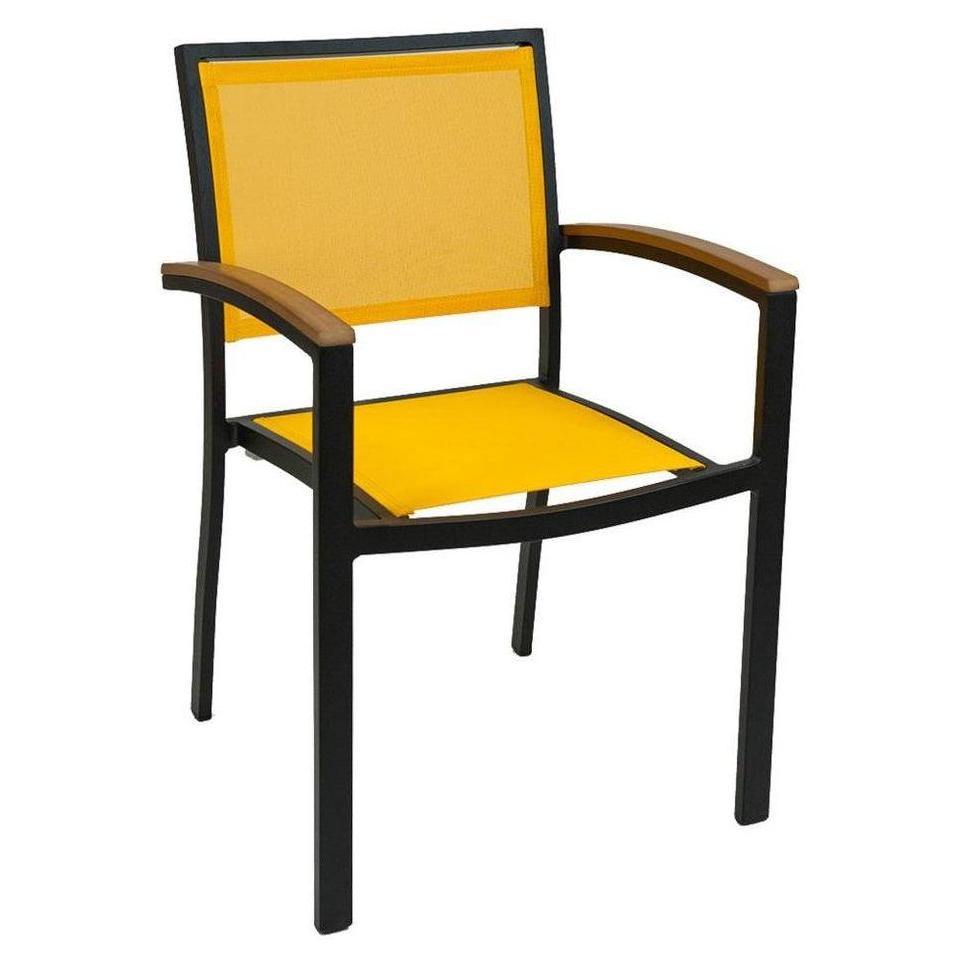 Sillón exterior con estructura de aluminio y respaldo de tela