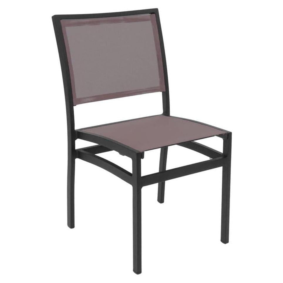 Chaise exterior con estructura de aluminio y respaldo de tela