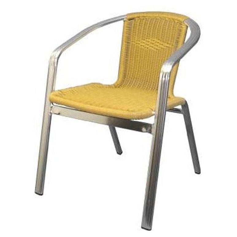 Chaise exterior con apoyabrazos de aluminio y asiento/respaldo de imitación de bambú sintético