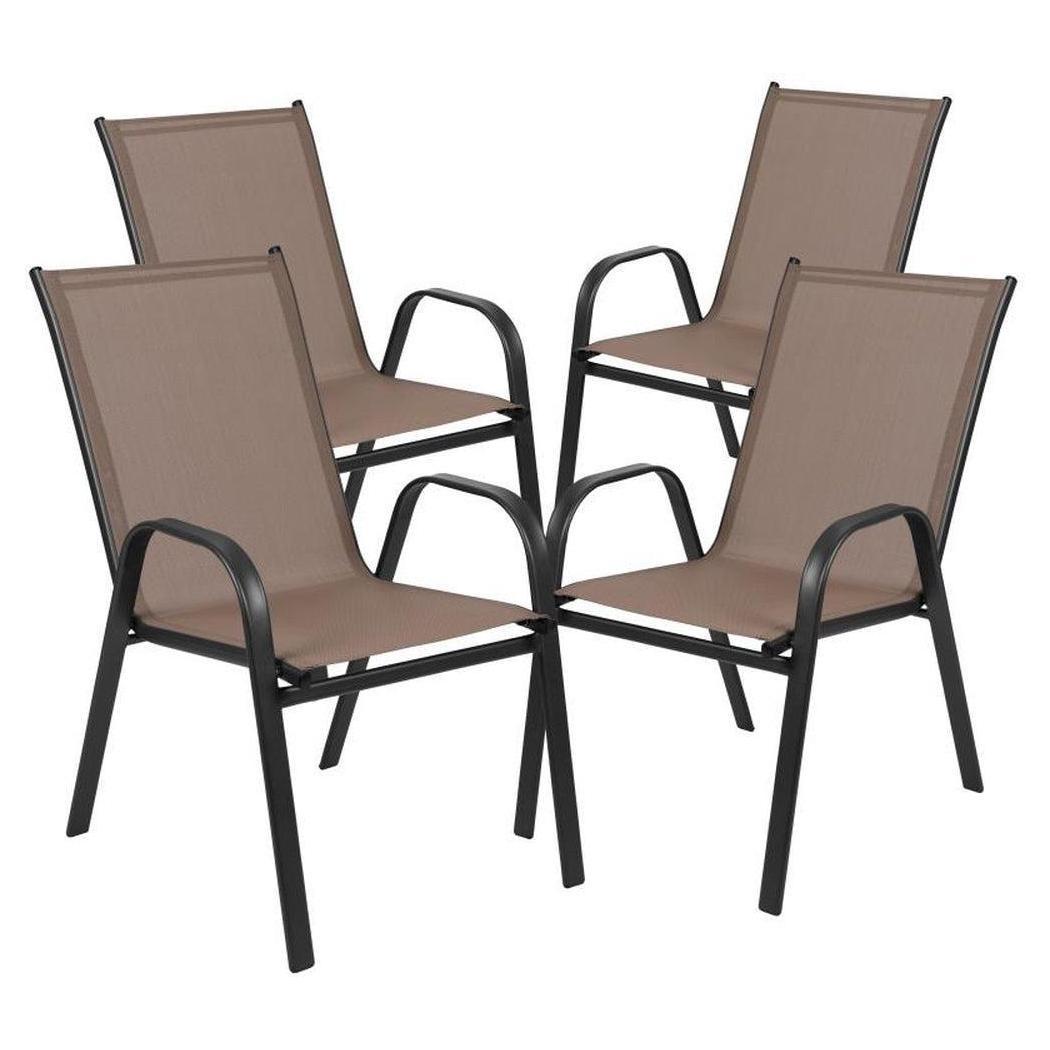 Lot de 4 chaises extérieures JEFF empilables avec matériau Flex Comfort