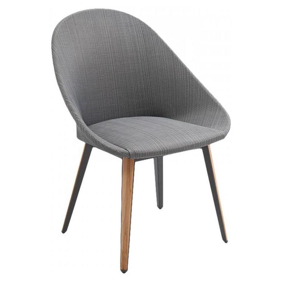 Chaise extérieure DOMINGO avec inserts teck ou imitation teck et pieds aluminium