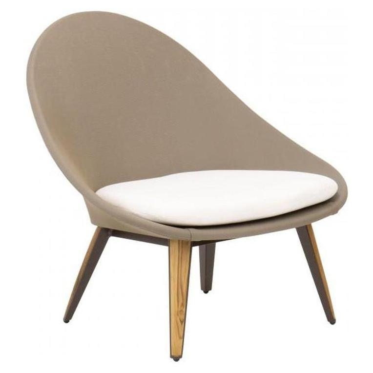 Fauteuil lounge extérieur DOMINGO avec inserts teck ou imitation teck et pieds aluminium