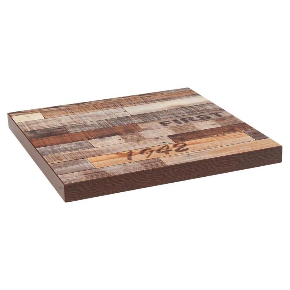 Tabletop in melamine with recycled wood finish