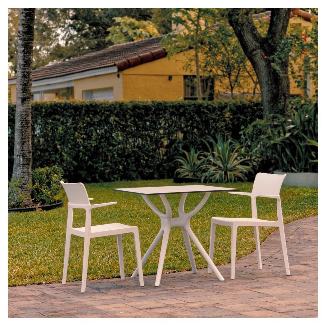 Outdoor dining set ZOCALO with 2 white armchairs
