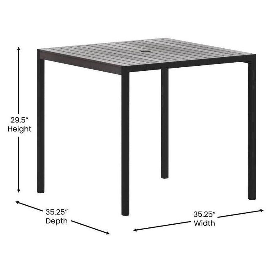 Outdoor dining table PEROKS with washed gray teak imitation slats
