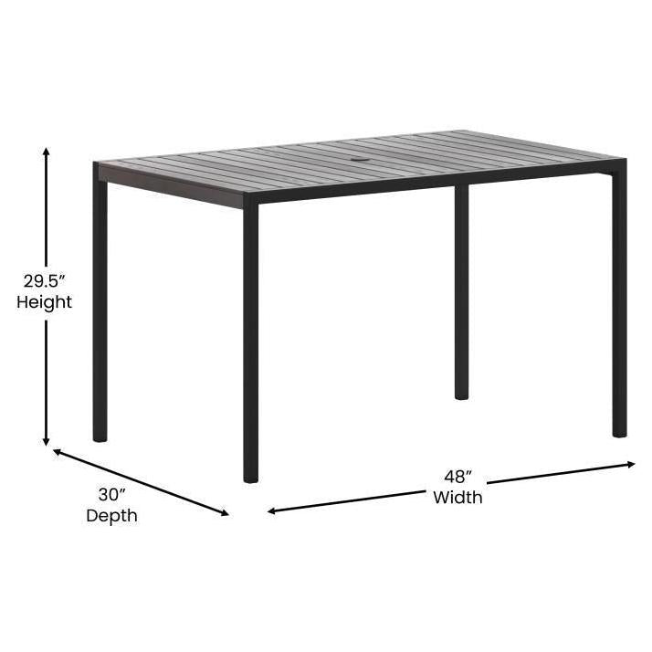 Outdoor dining table PEROKS 76 x 122 cm with washed gray teak imitation slats