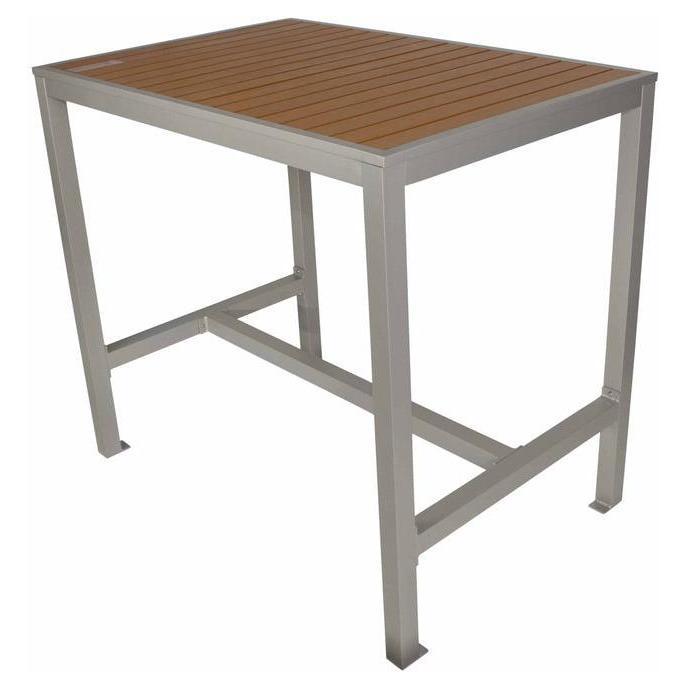 Outdoor bar table ANGELES synthetic teak imitation with 4 bolt-on legs