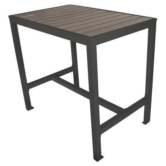 Outdoor BOSKE synthetic teak imitation bar table with 4 bolt-on legs