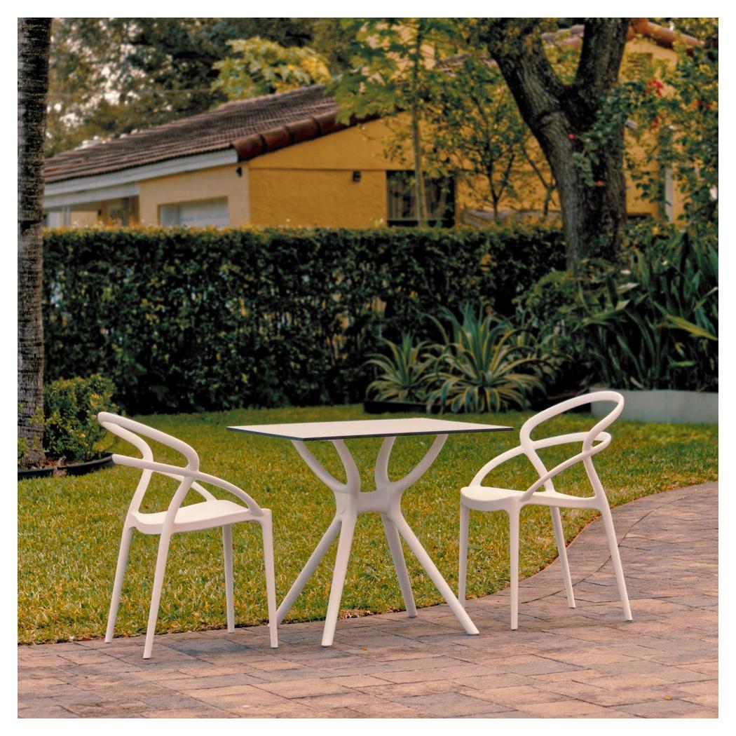 Outdoor dining set Pia with 2 white chairs