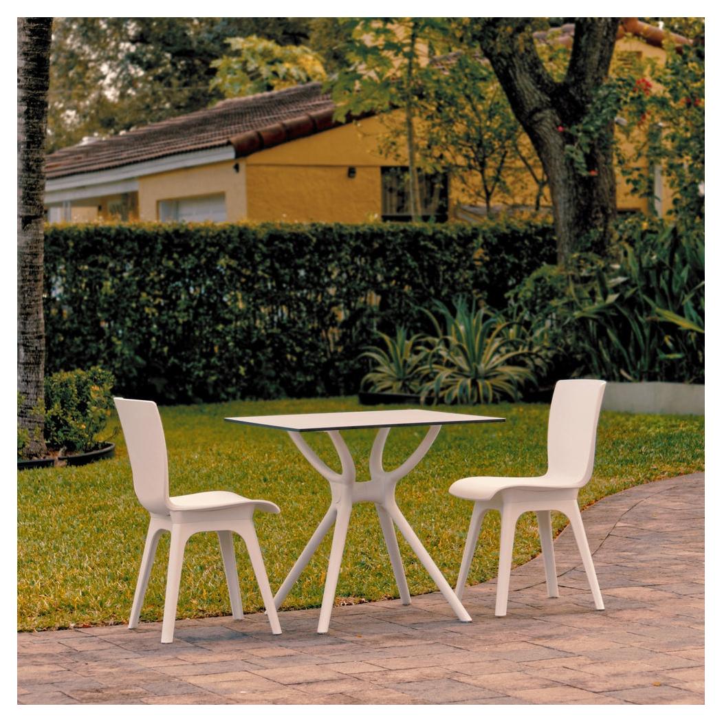 Outdoor dining set Mio with 2 white chairs