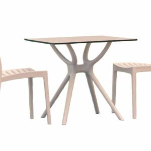 Outdoor dining set HABIB with 2 white chairs