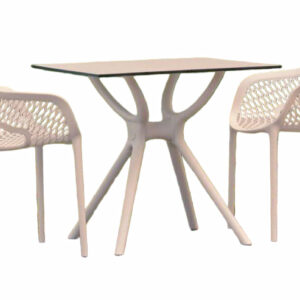 Outdoor dining set Air XL with 2 white armchairs