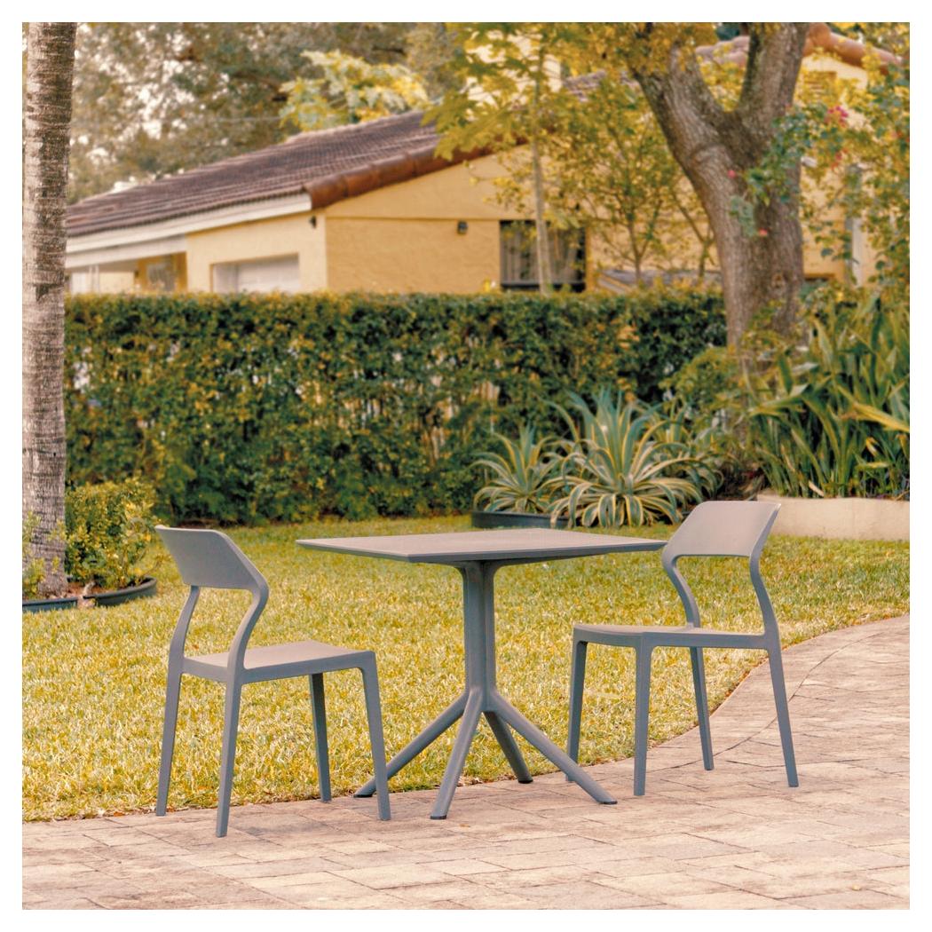 Outdoor dining set PLAGNE with 2 dark gray chairs