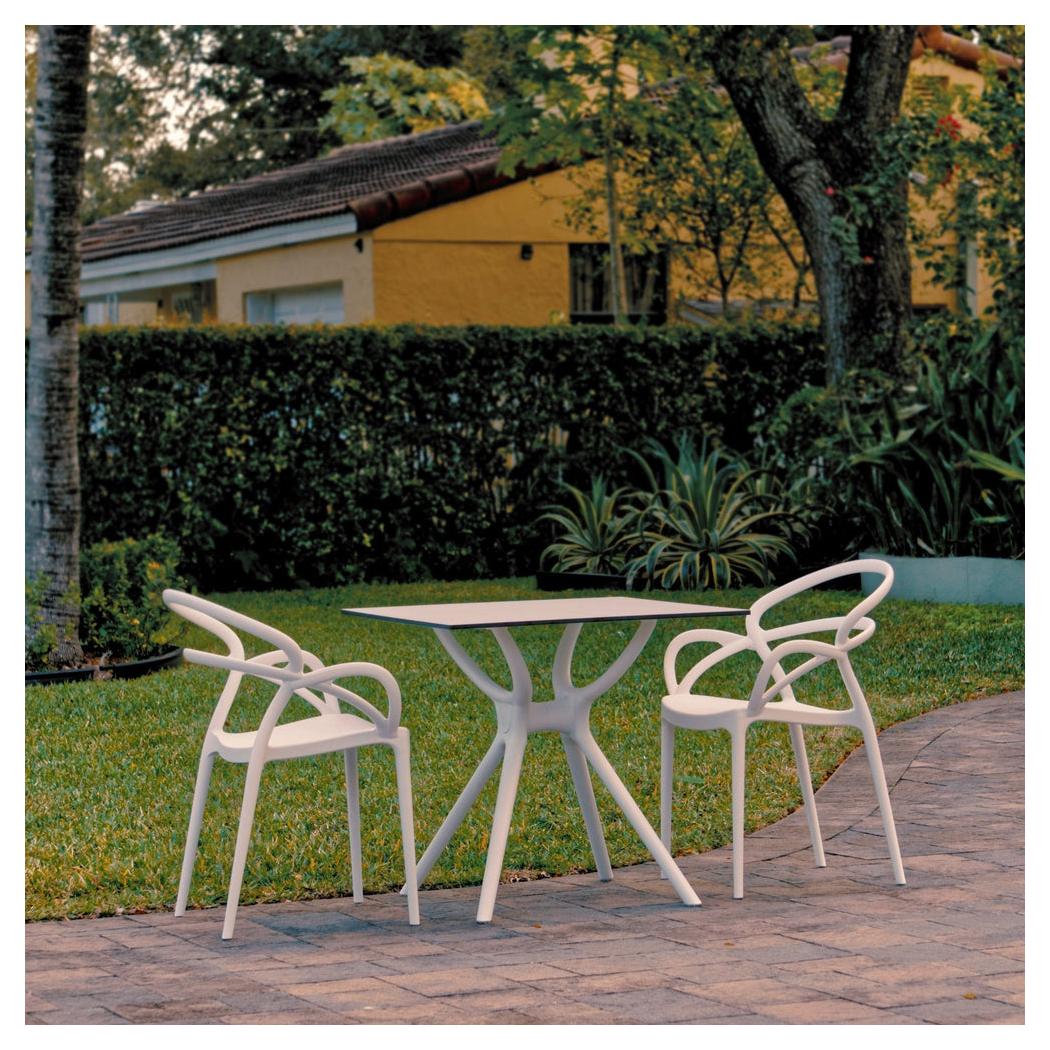 Outdoor dining set IRIS with 2 white armchairs