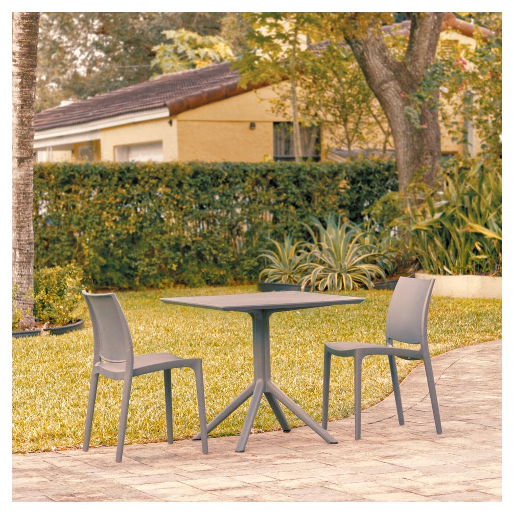 Outdoor dining set RIVIERA with 2 dark gray chairs