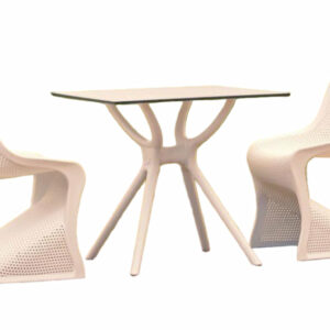 Outdoor dining set BOYA with 2 white chairs