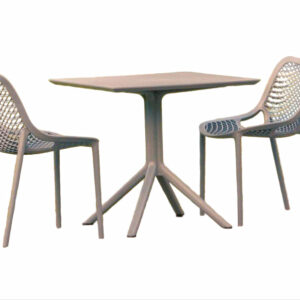 Outdoor Air dining set with 2 dark gray chairs