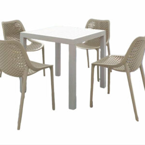 Outdoor Dining Set Air Mix square with white table and 4 chairs