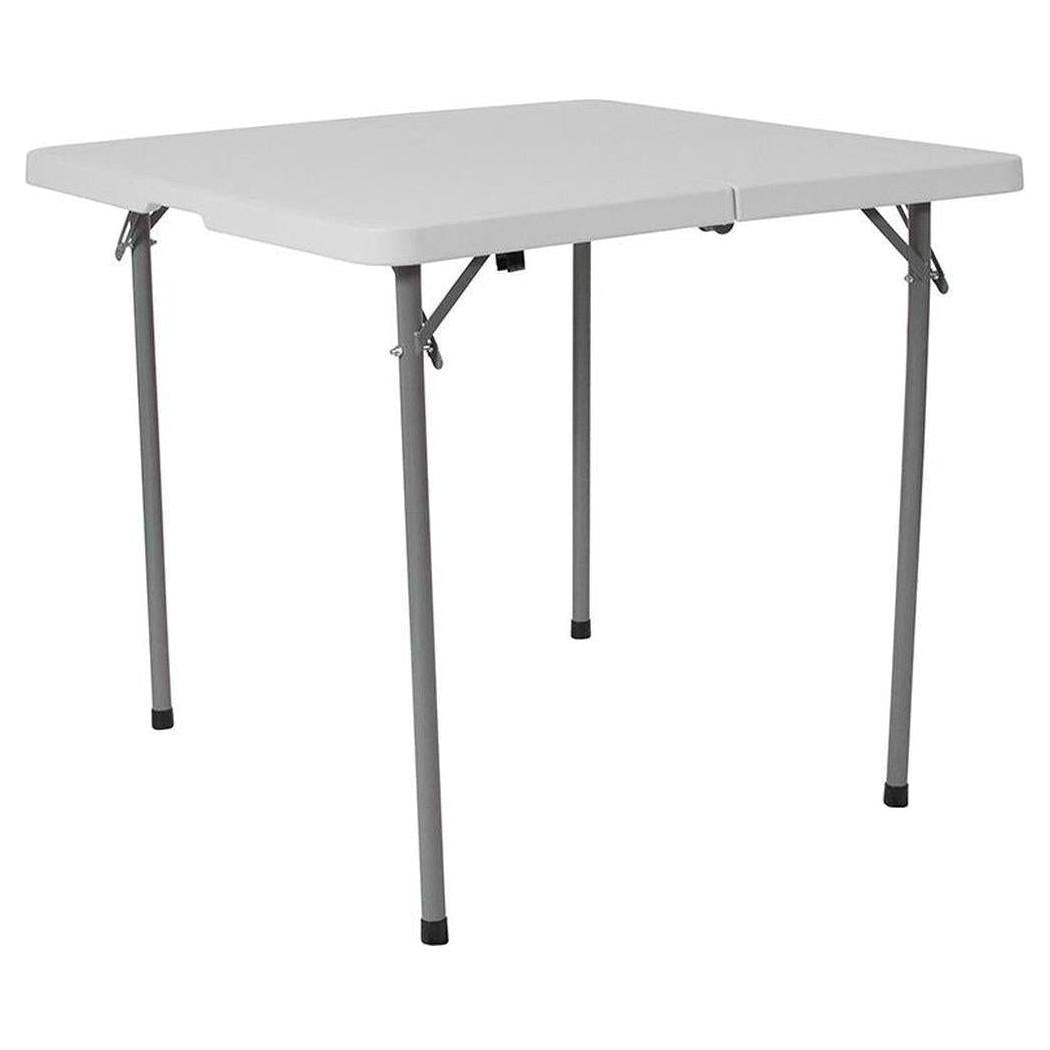 Folding square table ANNIKA 85 cm white granite effect