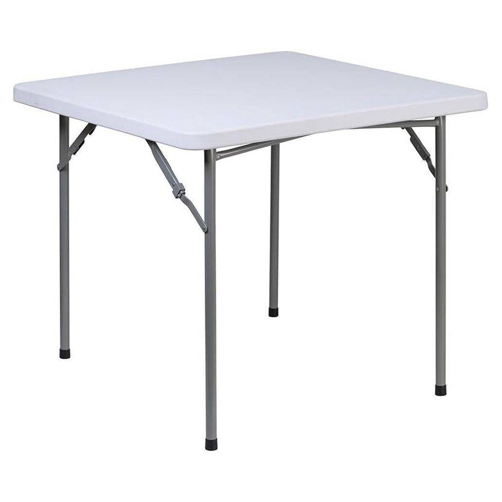 Folding square table ANNIKA 86 cm white granite effect