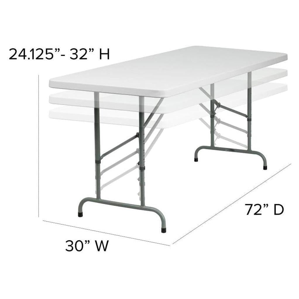 Folding Adjustable Table 183 cm White Granite Effect