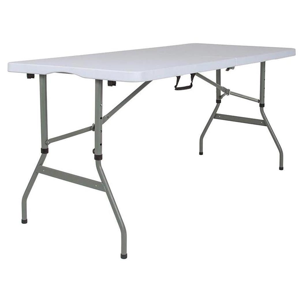 Folding Adjustable Table 152 cm White Granite Effect