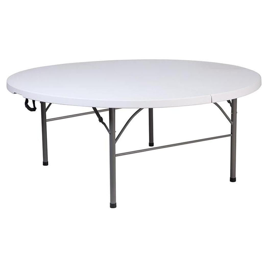 Table ronde pliante ANNIKA Ø180 cm blanche effet granit