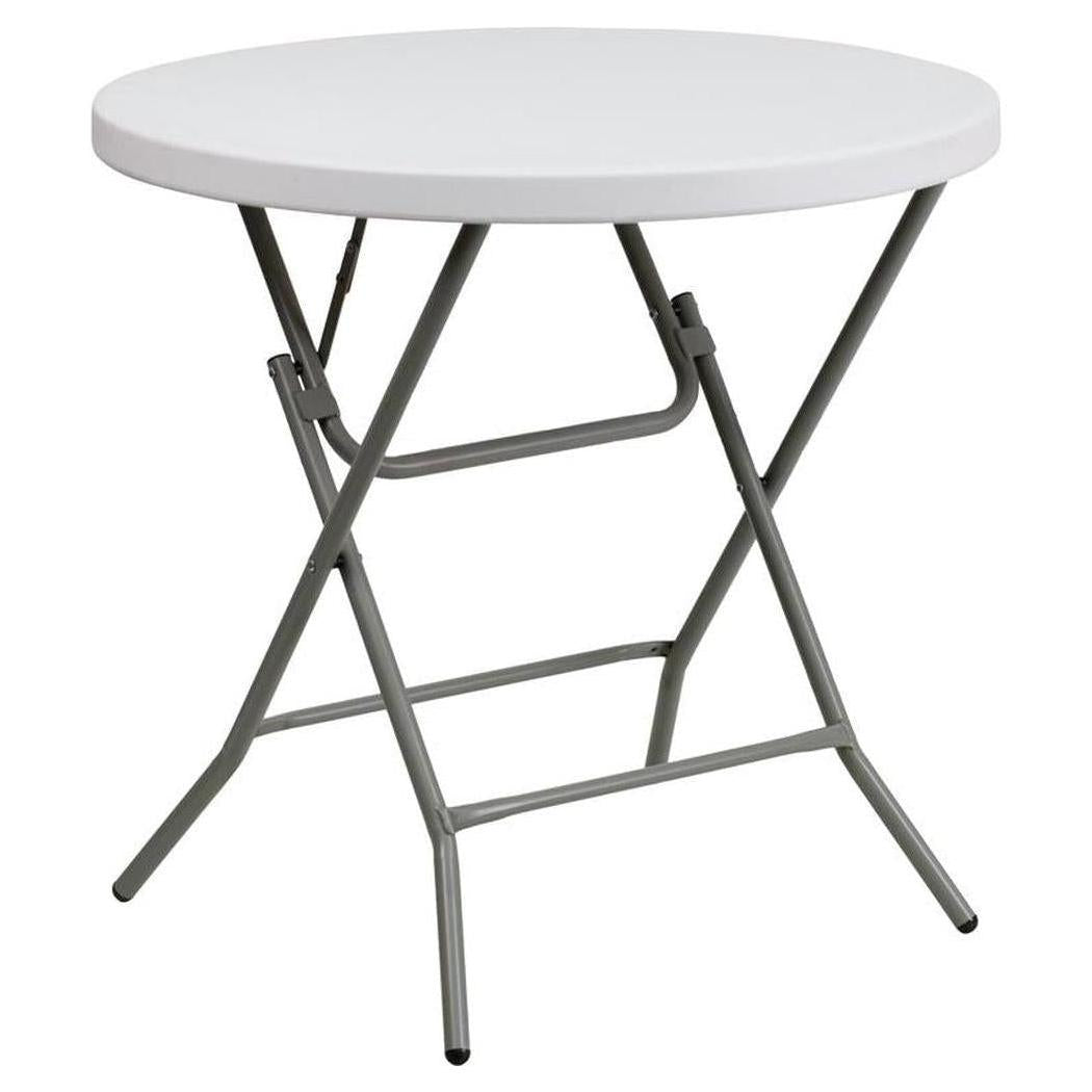 Table ronde pliante HSV Ø80 cm blanche effet granit