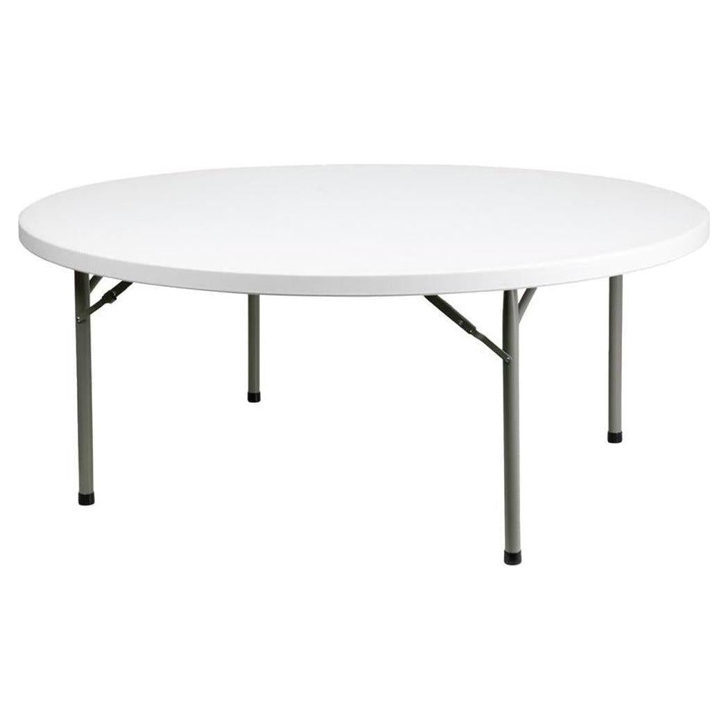 Table ronde pliante 183 cm blanche effet granit