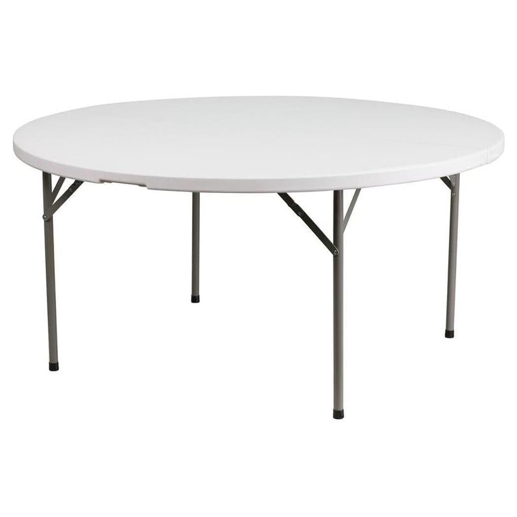 Table ronde pliante 152 cm blanche effet granit