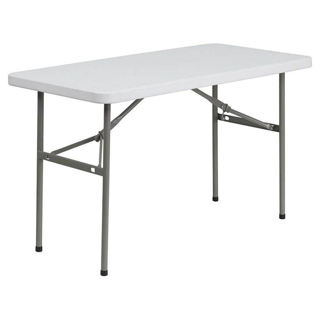 Folding table 122 cm white granite effect