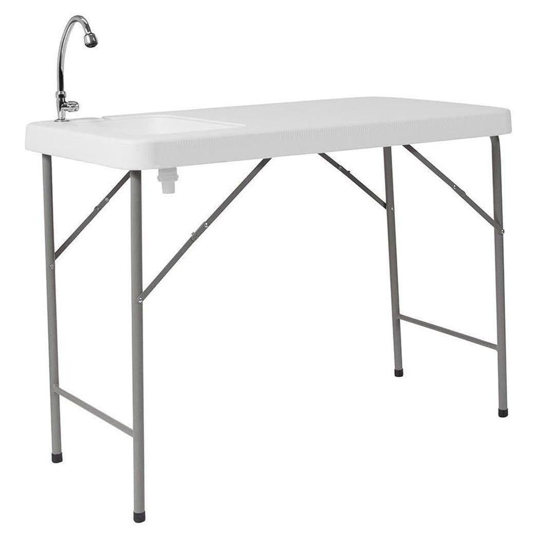Outdoor folding SAID table with sink for fish cleaning