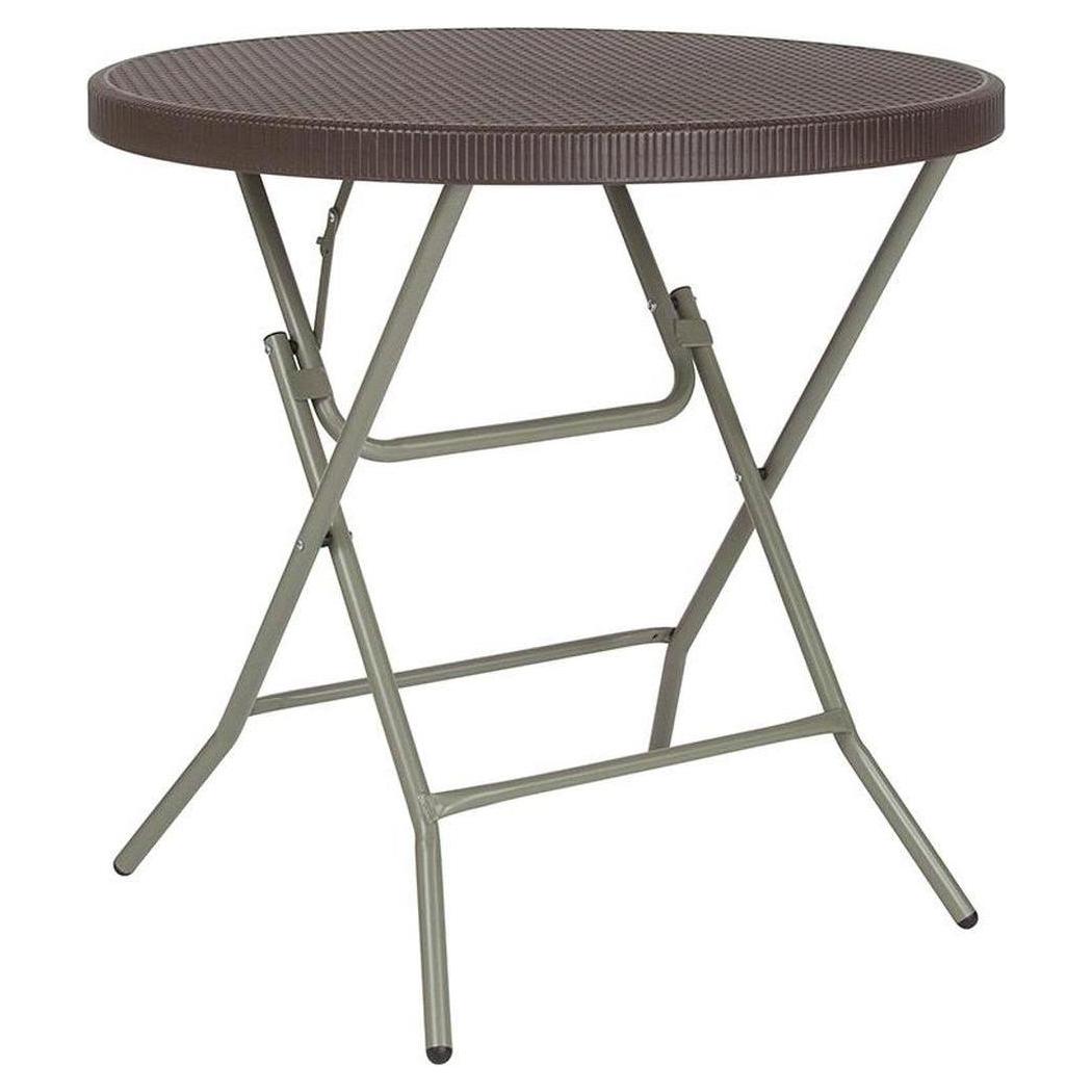 Table pliante ronde Trellis Ø80 cm imitation rotin brun
