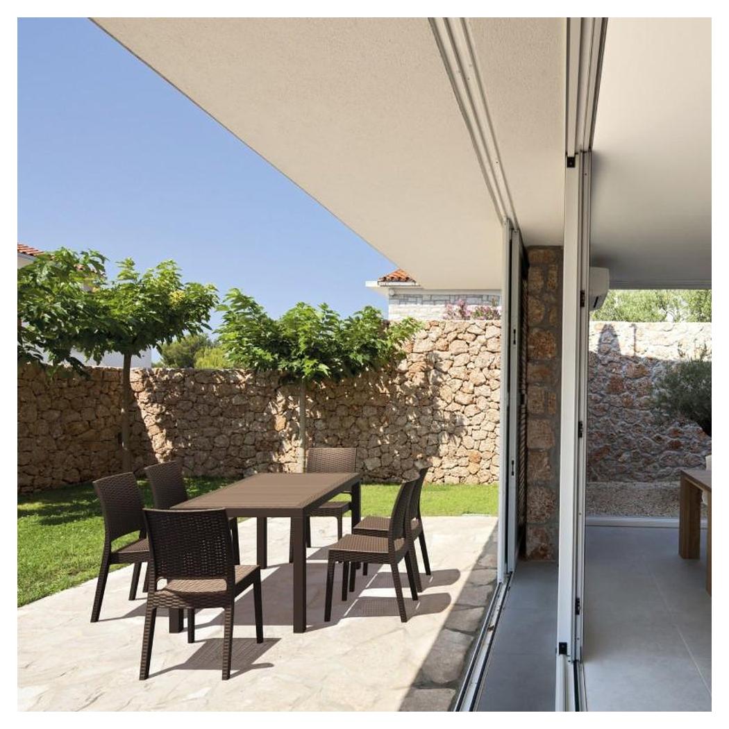 Table de repas extérieure FABIAN rectangulaire effet rotin