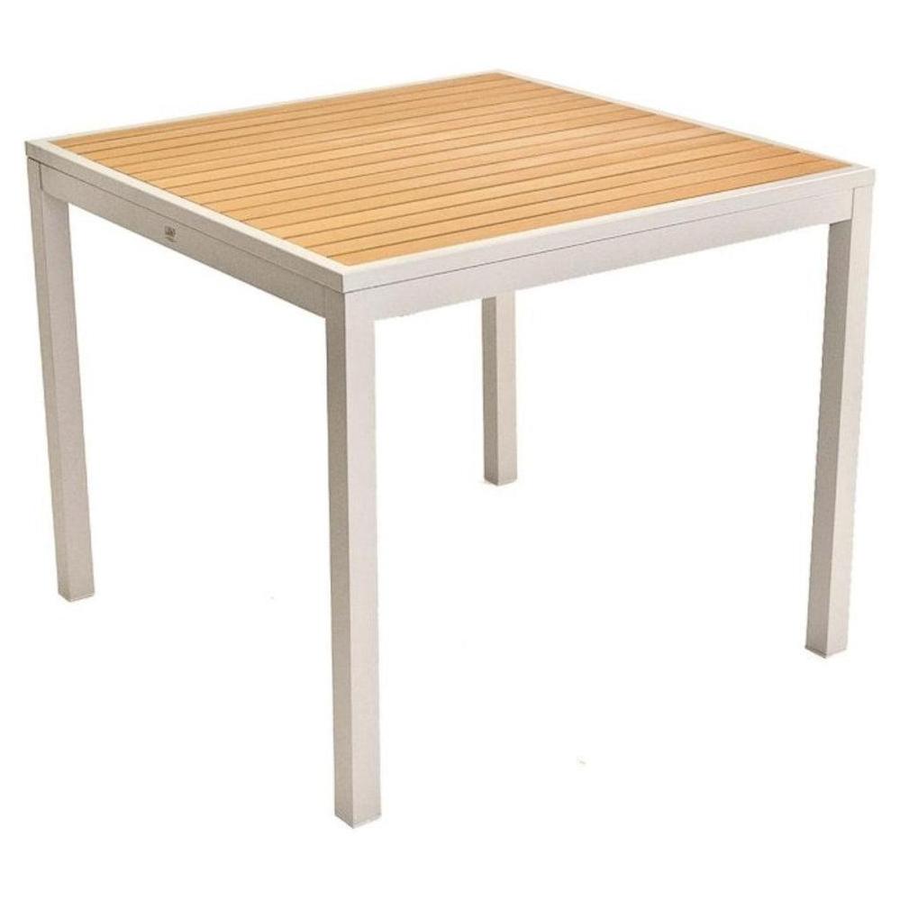 Outdoor table with teak imitation inlay