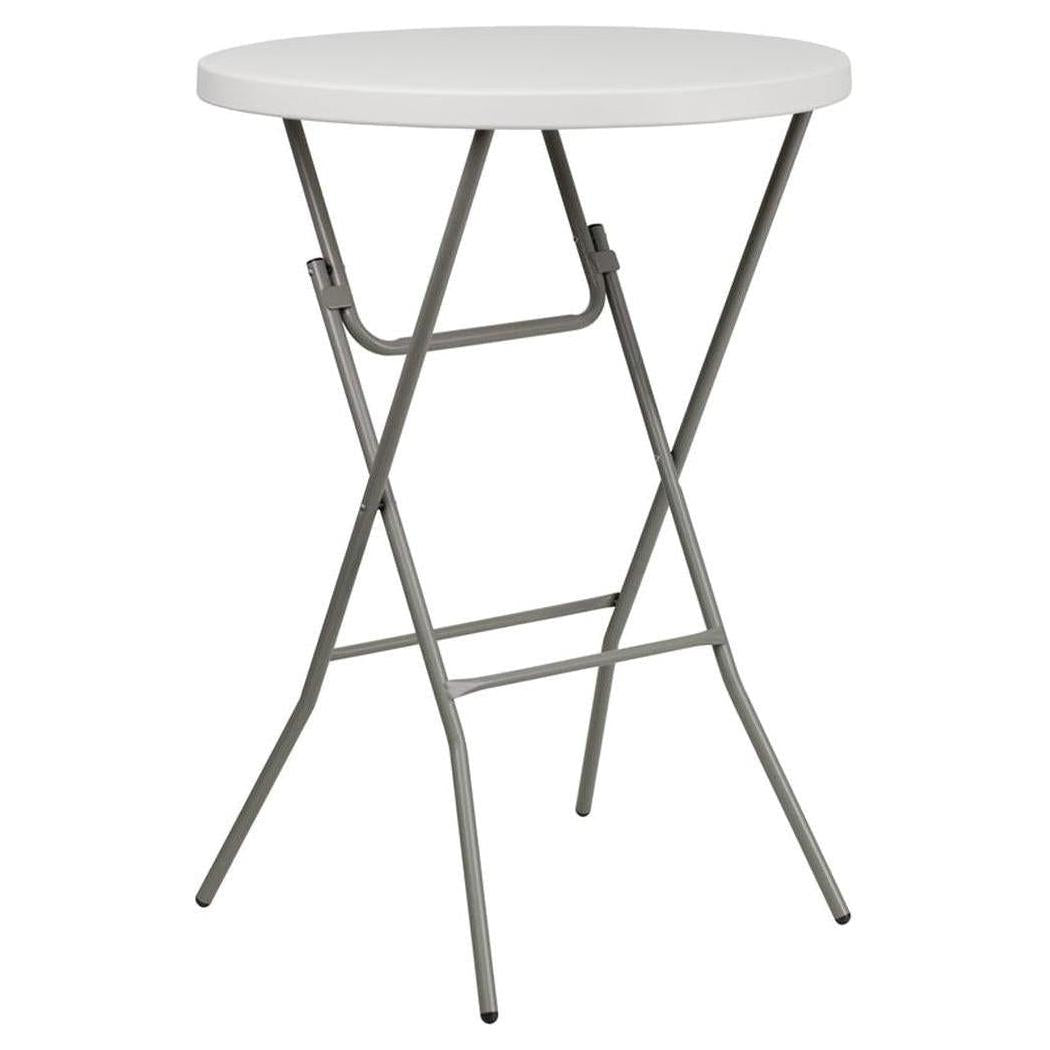 Table pliante ronde hauteur bar Ø81 cm blanche effet granit