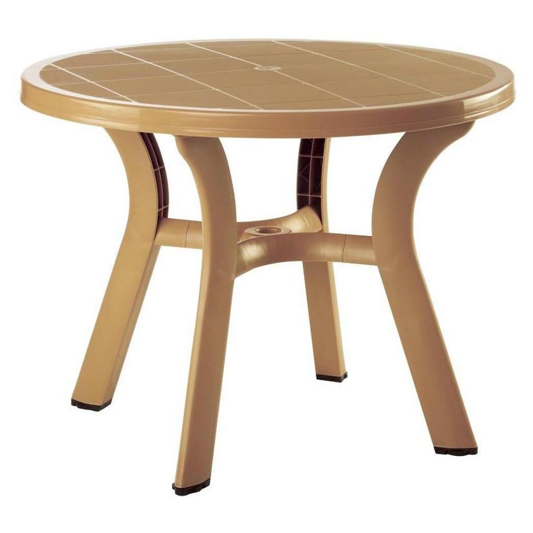 Table extérieure ronde TRUVA Ø107 cm en résine hauteur repas