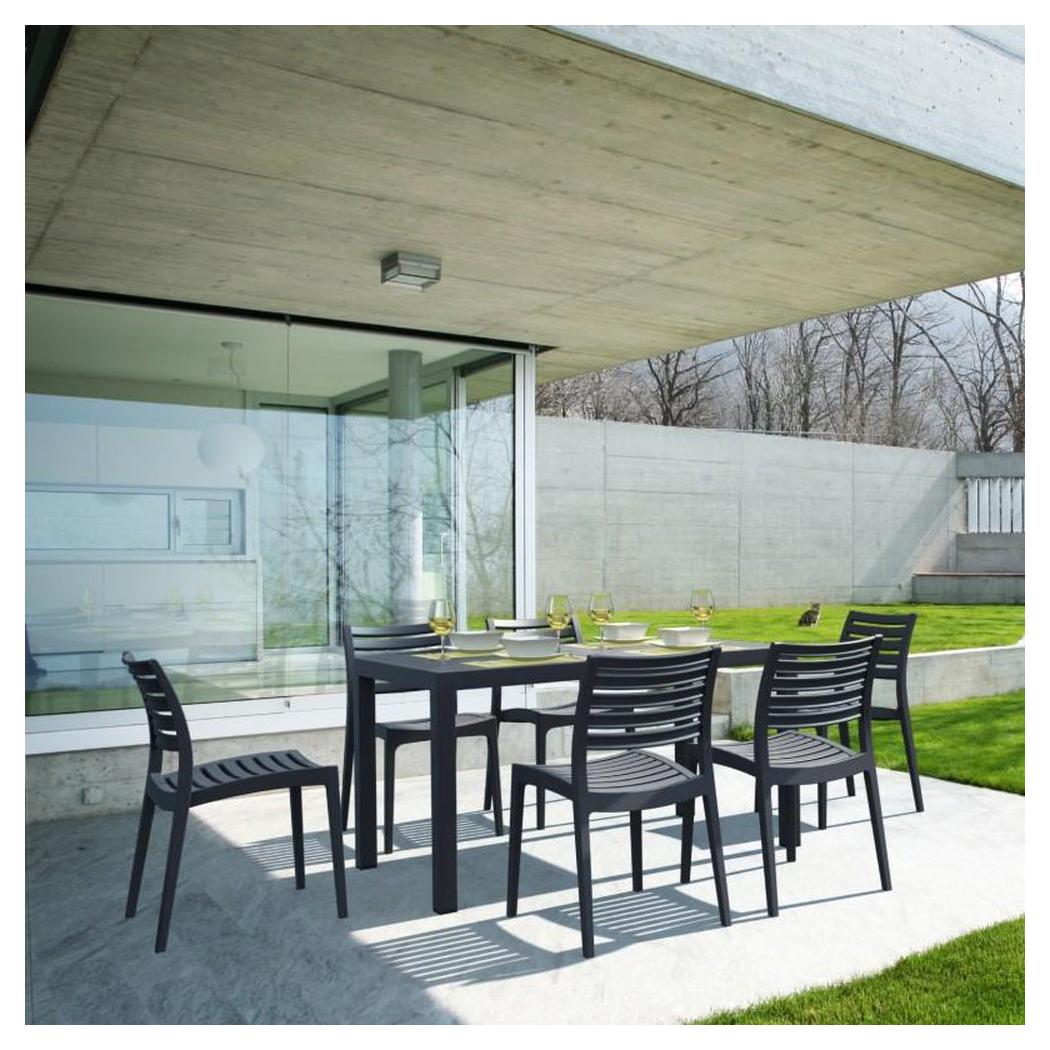 Outdoor dining set HABIB in rectangular resin with 6 chairs