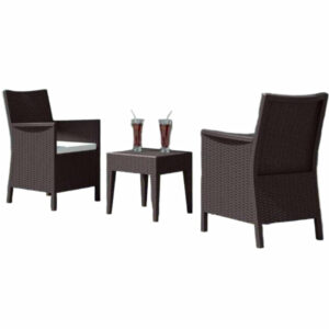 Outdoor lounge set LOS LANCES in resin with rattan effect 3 pieces