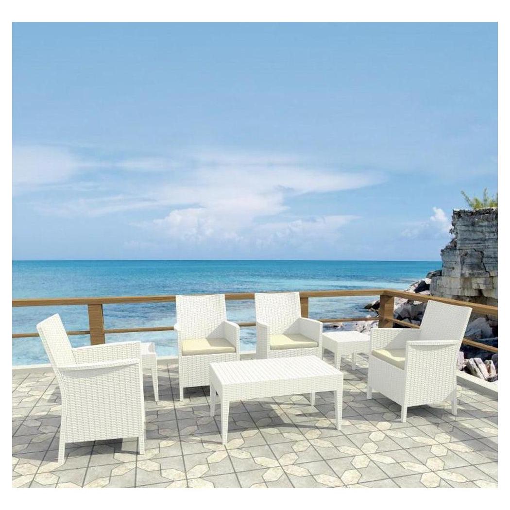 Outdoor lounge set LOS LANCES in rattan effect resin 7 pieces