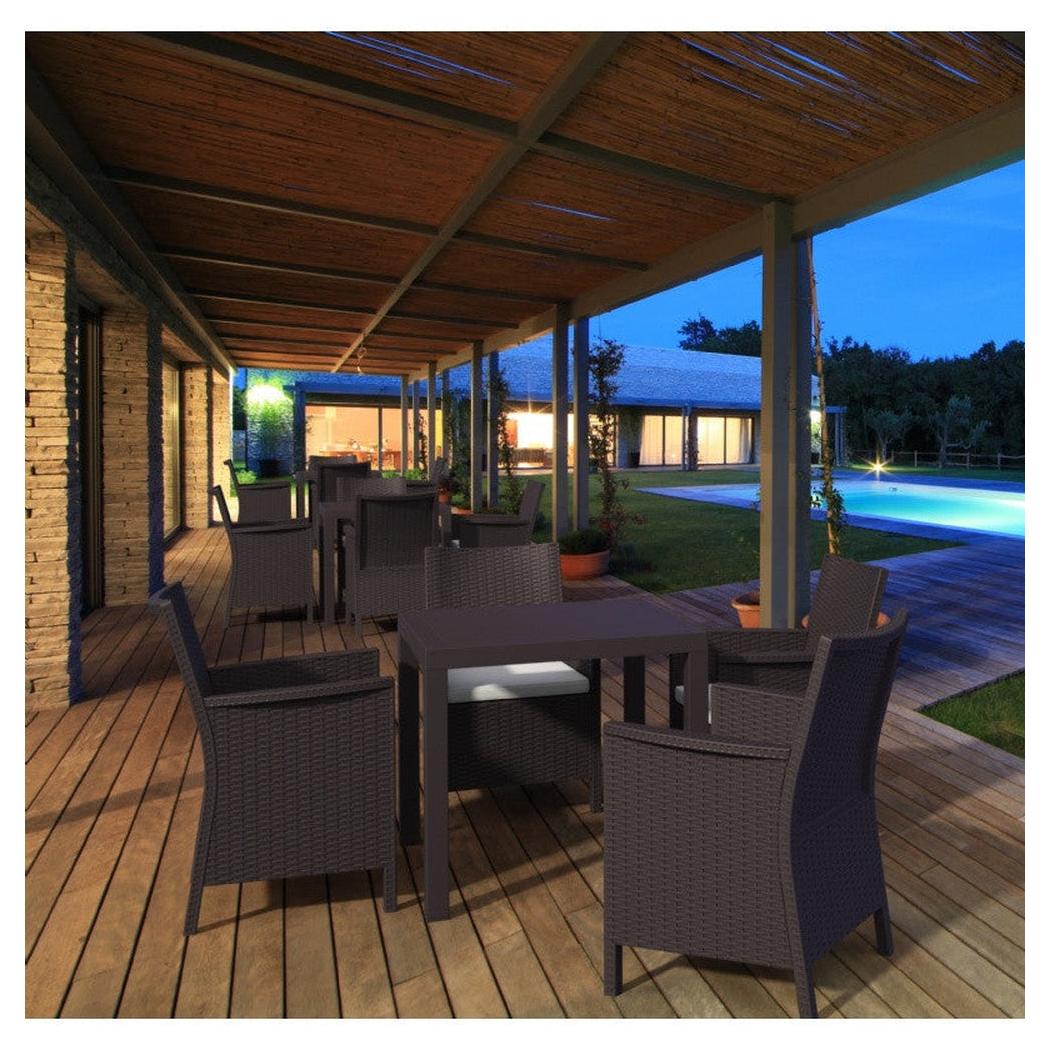 Outdoor dining table FABIAN in square rattan effect resin