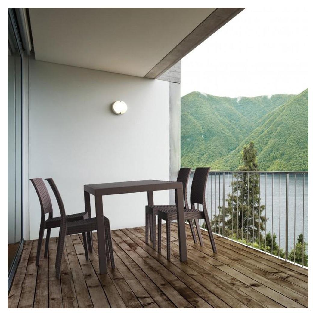 Outdoor dining set FABIAN in rattan effect resin 5 pieces with Florida chairs