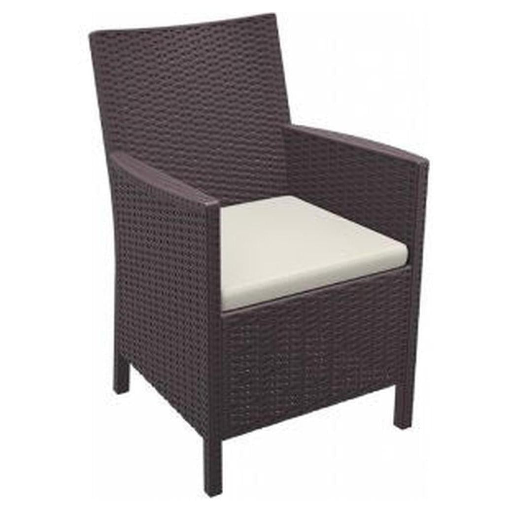 Outdoor dining set LOS LANCES in rectangular rattan effect resin, 5 pieces