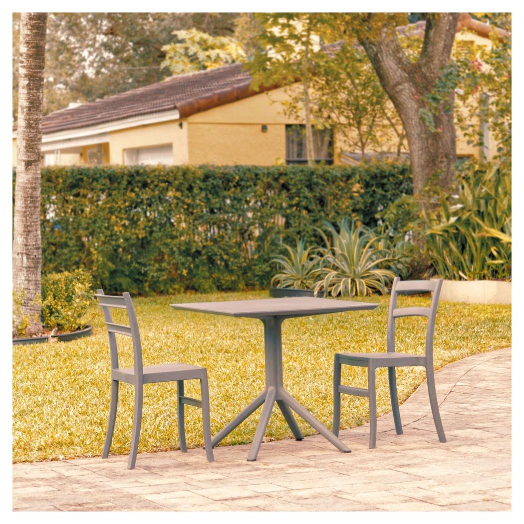 Outdoor dining set ESMEE with 2 dark gray chairs