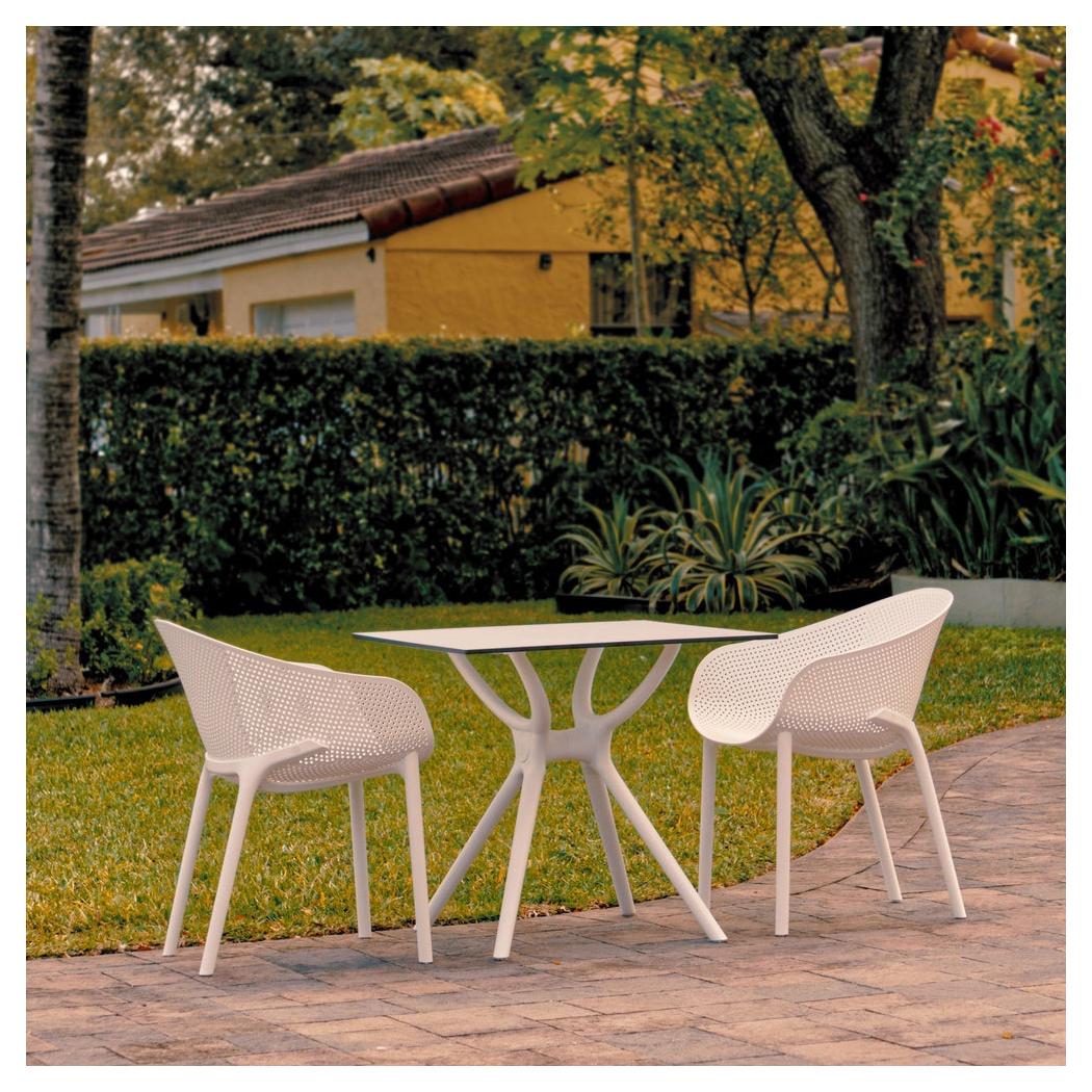 Outdoor dining set Sky with 2 white armchairs