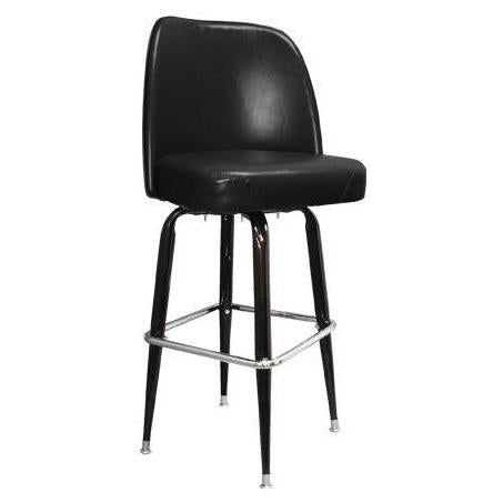 Swivel professional bar stool with XL vinyl seat and black metal base
