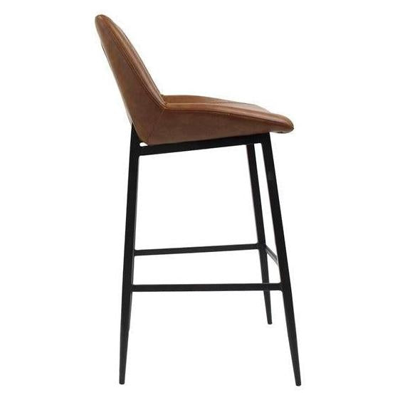 Tabouret de bar en métal rembourré avec surpiqûres décoratives
