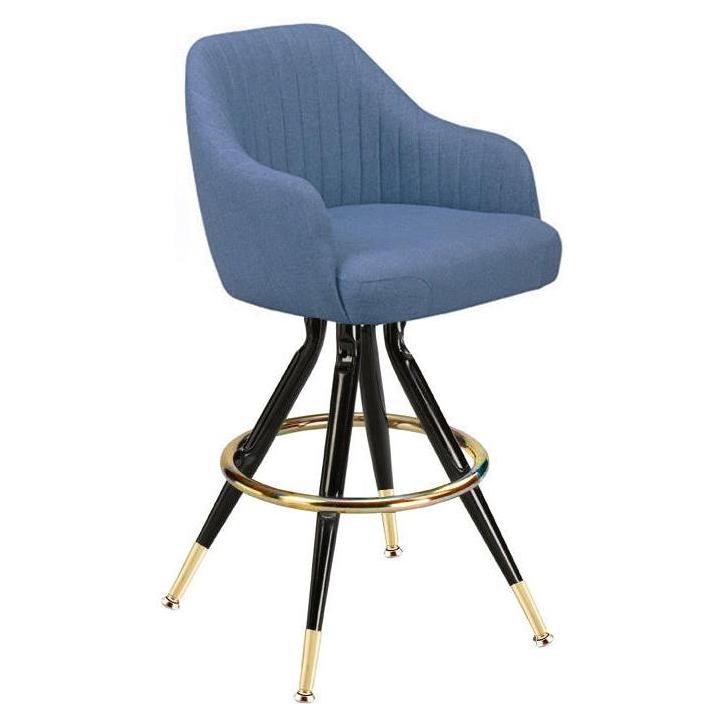 Swivel padded bar stool with brass details