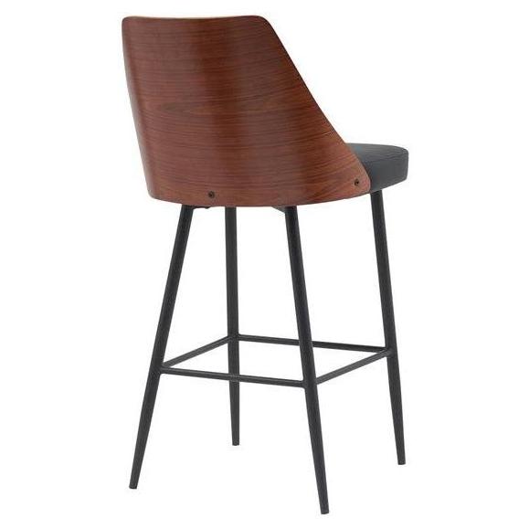 Metal Upholstered Bar Stool Urban with Wood Veneer Backrest
