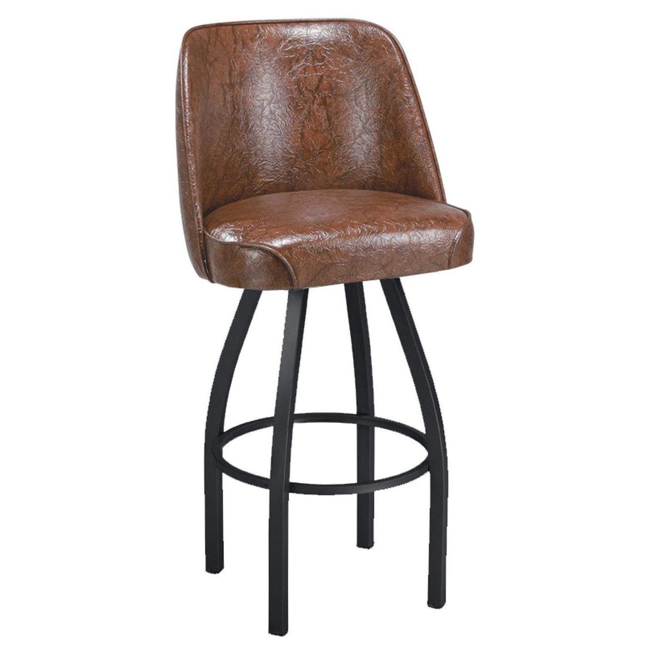 Swivel bar stool with bucket seat and padded or fluted backrest